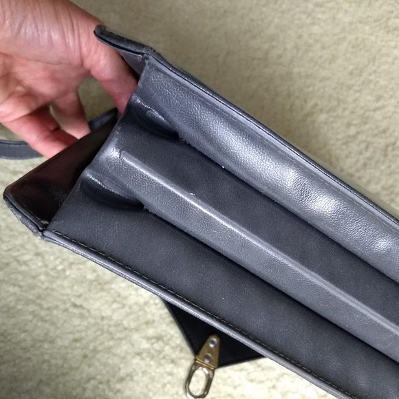 vintage 80s NWOT grey leather shoulder bag - Picture 8 of 14